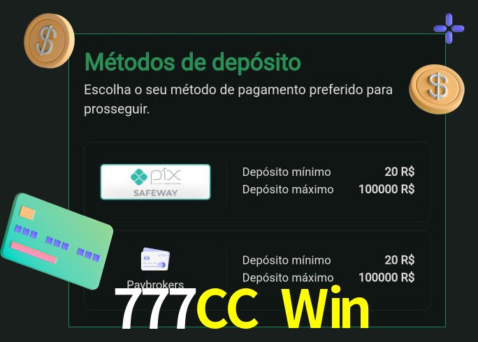O cassino 777CC Win oferece uma grande variedade de métodos de pagamento